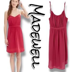 Madewell Skyway Dress Silk Spaghetti Strap Warm Berry Pink Knee Length Womens 0